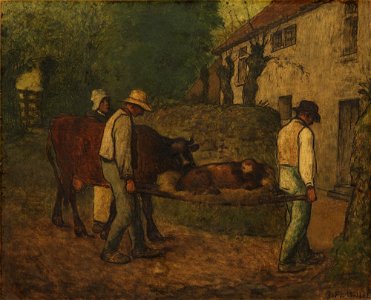 Jean-François Millet - Bringing Home the Calf Born in the Fields - 2010-119 - Princeton University Art Museum. Free illustration for personal and commercial use.