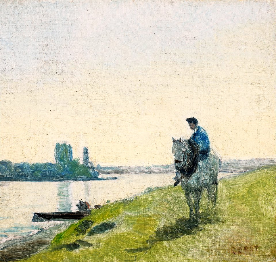 Jean-baptiste-camille corot haleur de bateau sur son cheval055848)