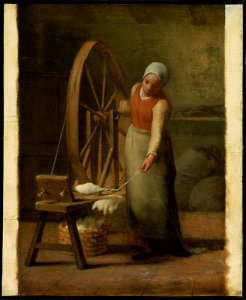 Jean-François Millet - Standing Spinner - 17.1499 - Museum of Fine Arts. Free illustration for personal and commercial use.