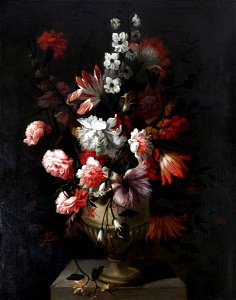 Jean-Baptiste Monnoyer (1636-1699) (style of) - A Metal Vase of Flowers - 353077 - National Trust. Free illustration for personal and commercial use.