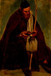 Jean-Baptiste-Camille Corot - Moine italien assis, lisant (Seated Italian Monk Reading) - 1964-11 - Albright–Knox Art Gallery