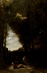 Jean-Baptiste-Camille Corot - St Sebastian Succoured by Holy Women - Walters 37192. Free illustration for personal and commercial use.