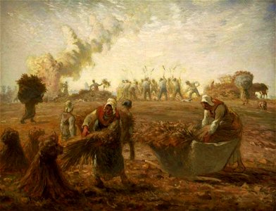 Jean-François Millet (II) - Buckwheat Harvest - Summer - WGA15694. Free illustration for personal and commercial use.