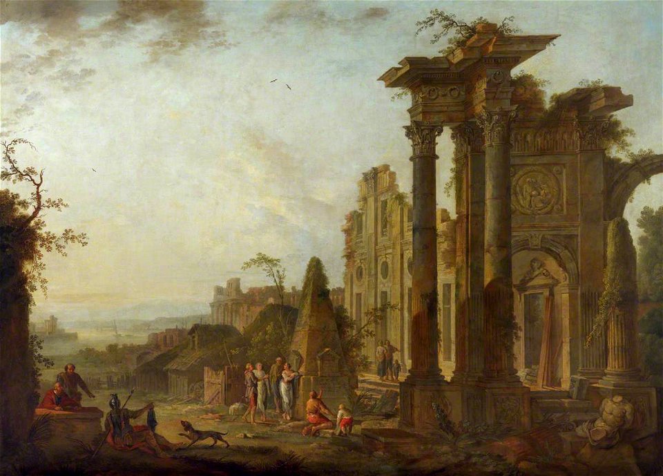 Jean-Baptiste-Charles Claudot (1733-1805) - Antique Ruins with Figures and a Pyramid - 207831 - National Trust