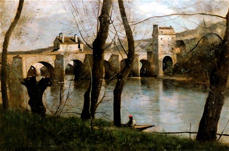 Jean-Baptiste-Camille Corot - The Bridge at Mantes - WGA5296