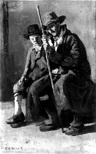 Jean-Baptiste-Camille Corot - Two Italian Peasants - Walters 37201. Free illustration for personal and commercial use.