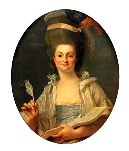 Jean-Baptiste ROBIN, Portrait de Madame Louis faisant de la musique, circa 1777, Paris, collection particulière. Free illustration for personal and commercial use.
