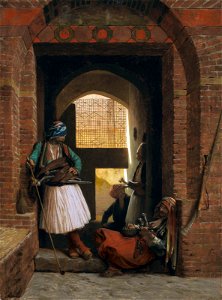 Jean-leon gerome corps de garde darnautes au caire). Free illustration for personal and commercial use.