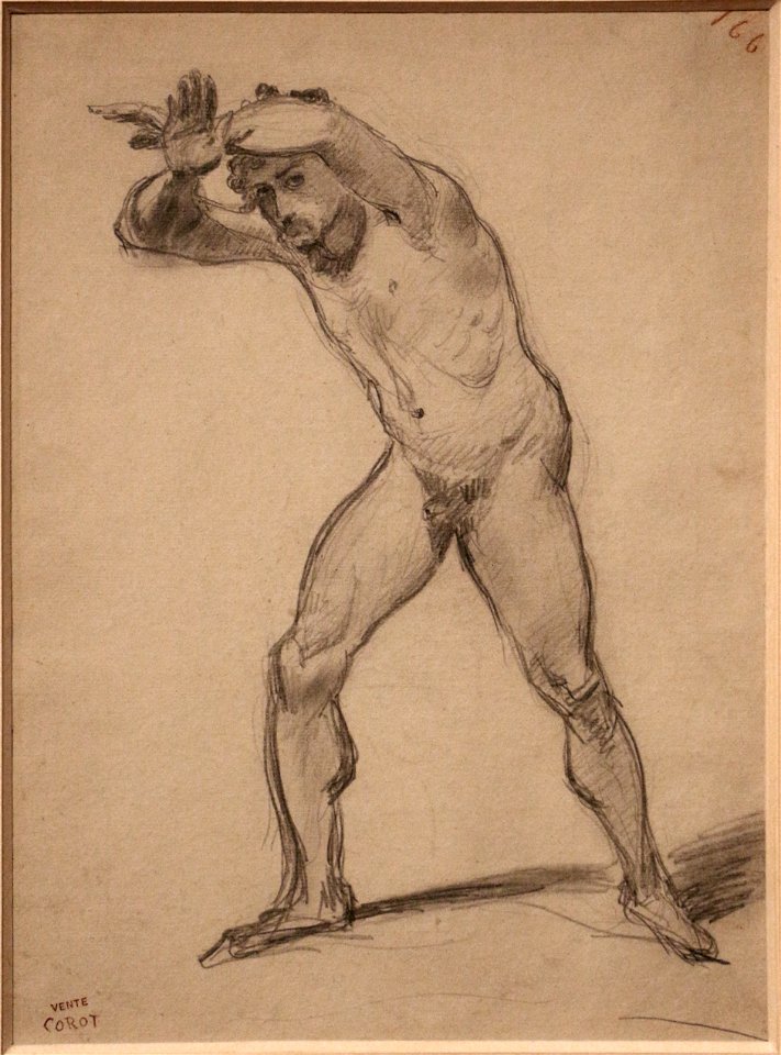Jean-baptiste-camille corot, uomo stante nudo, 1843