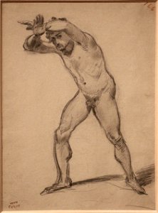 Jean-baptiste-camille corot, uomo stante nudo, 1843. Free illustration for personal and commercial use.