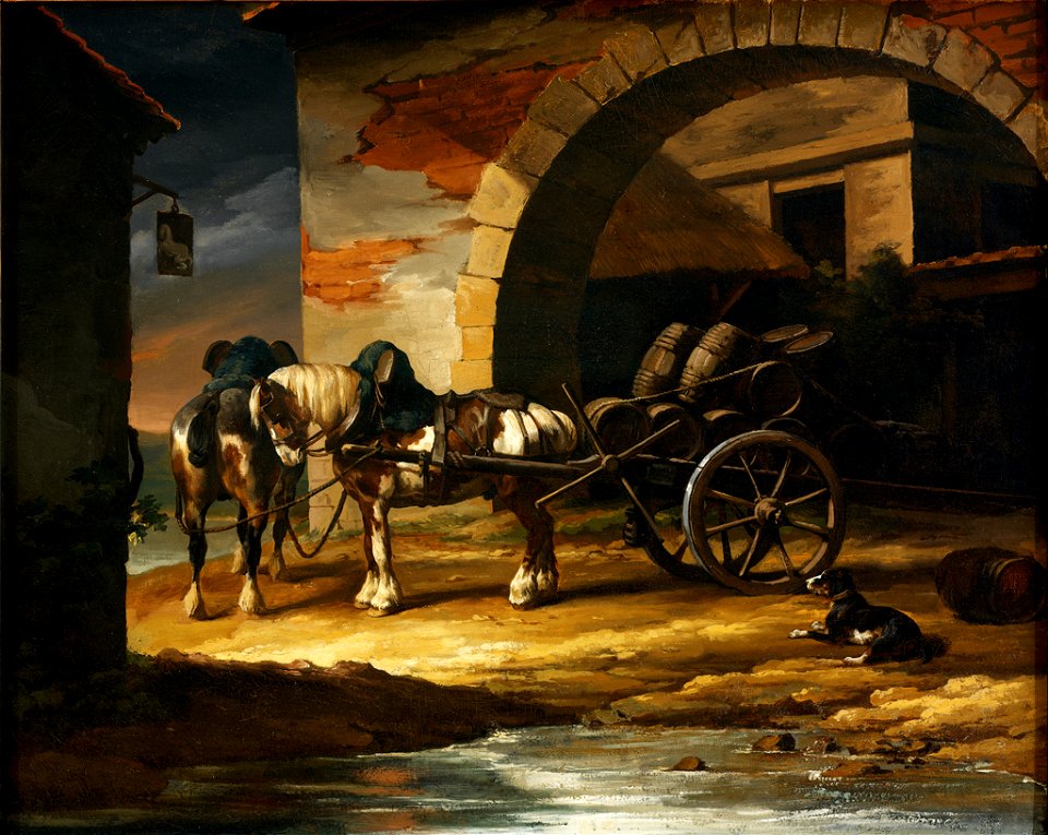 Jean-Louis-André-Théodore Géricault - A Cart Loaded with Kegs - 43.539 - Rhode Island School of Design Museum