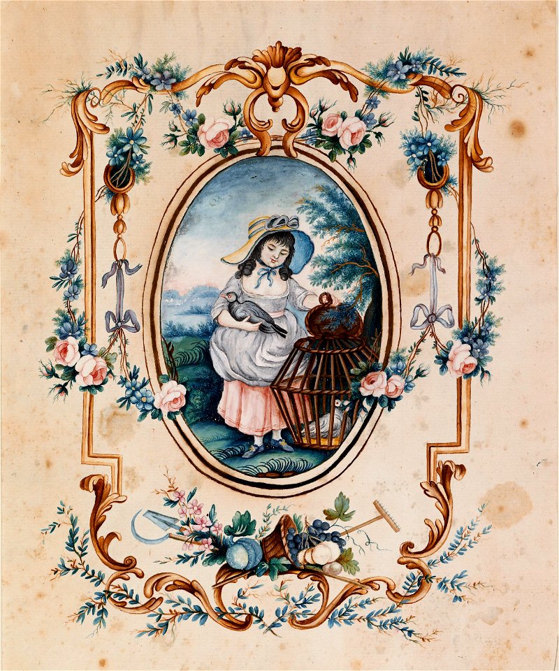Jean-Baptiste Huet I - Girl with Birds in Wicker Cage - 1940-5.12 - Albright–Knox Art Gallery