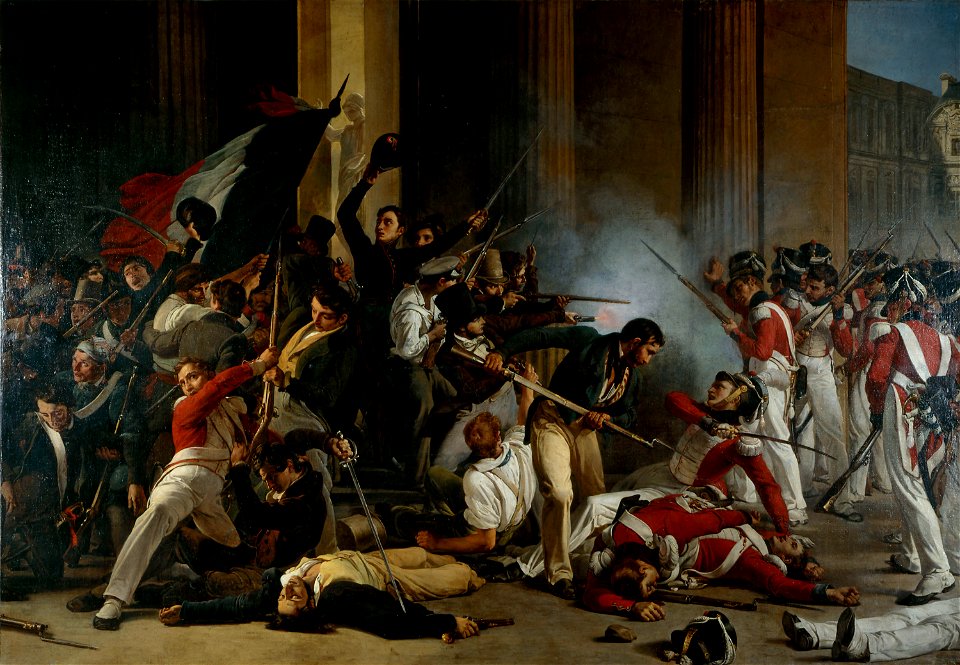 Jean-Louis Bezard - Prise du Louvre, le 29 juillet 1830 , massacre des gardes suisses - P2231 - Musée Carnavalet