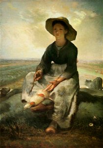 Jean-François Millet (II) - Young Shepherdess - WGA15696. Free illustration for personal and commercial use.