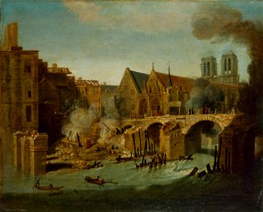 Jean-Baptiste Oudry - Le Petit-Pont, après l'incendie de 1718 - P249 - Musée Carnavalet