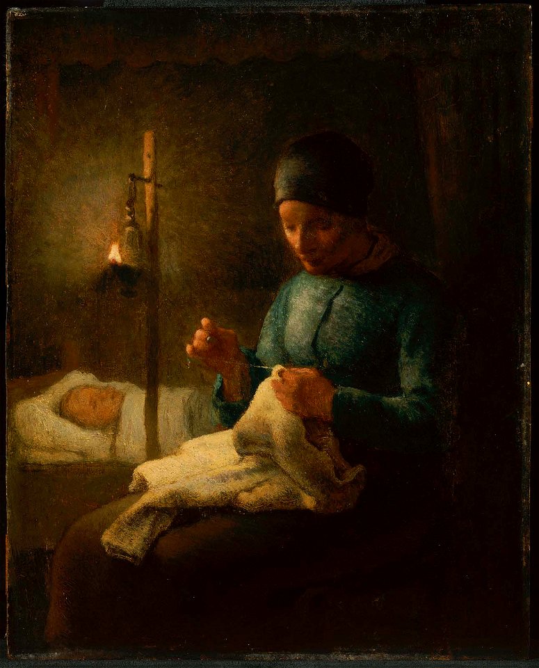 Jean-François Millet - Woman Sewing beside her Sleeping Child - 17.1493 - Museum of Fine Arts
