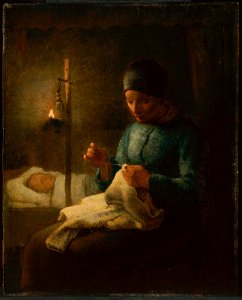 Jean-François Millet - Woman Sewing beside her Sleeping Child - 17.1493 - Museum of Fine Arts