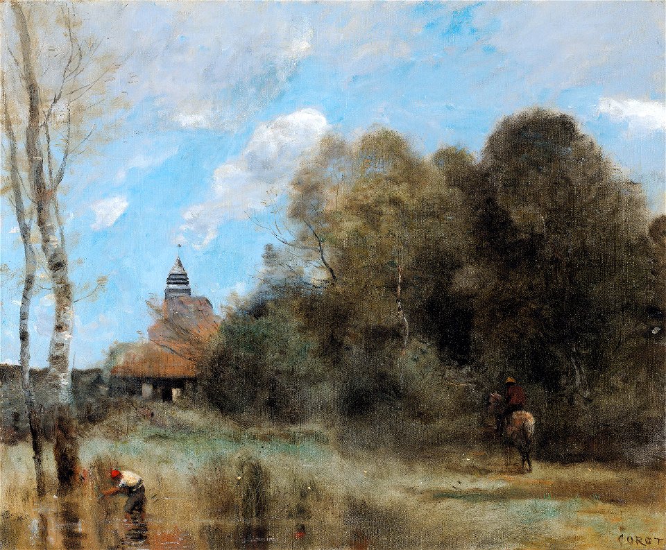 Jean-baptiste-camille corot saint-nicolas-lez-arras le clocher et un g