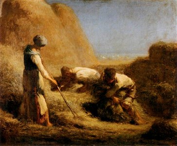Jean-François Millet (II) - Trussing Hay - WGA15689. Free illustration for personal and commercial use.