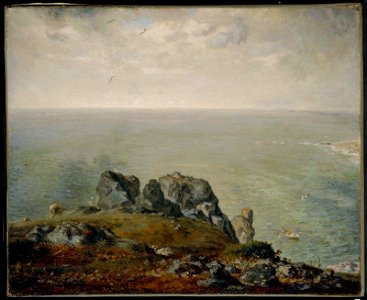 Jean-François Millet - Cliffs at Gruchy - 17.1529 - Museum of Fine Arts. Free illustration for personal and commercial use.