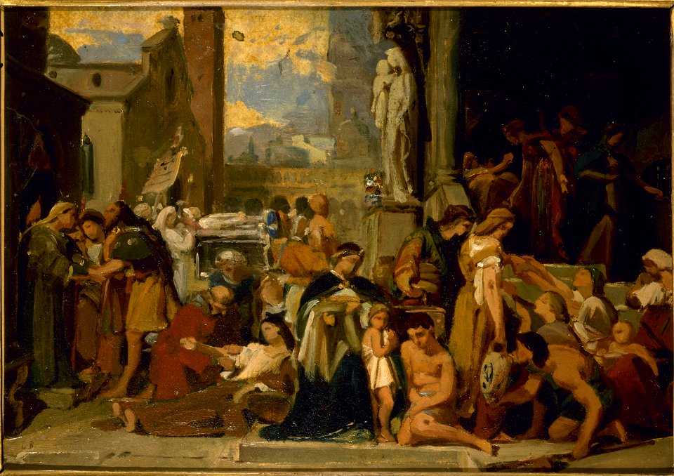 Jean-Louis Bezard - Esquisse pour l'église Sainte-Elisabeth , Les sept œuvres de miséricorde - PDUT1402 - Musée des Beaux-Arts de la ville de Paris