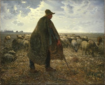 Jean-François Millet - Shepherd Tending His Flock - Google Art Project. Free illustration for personal and commercial use.