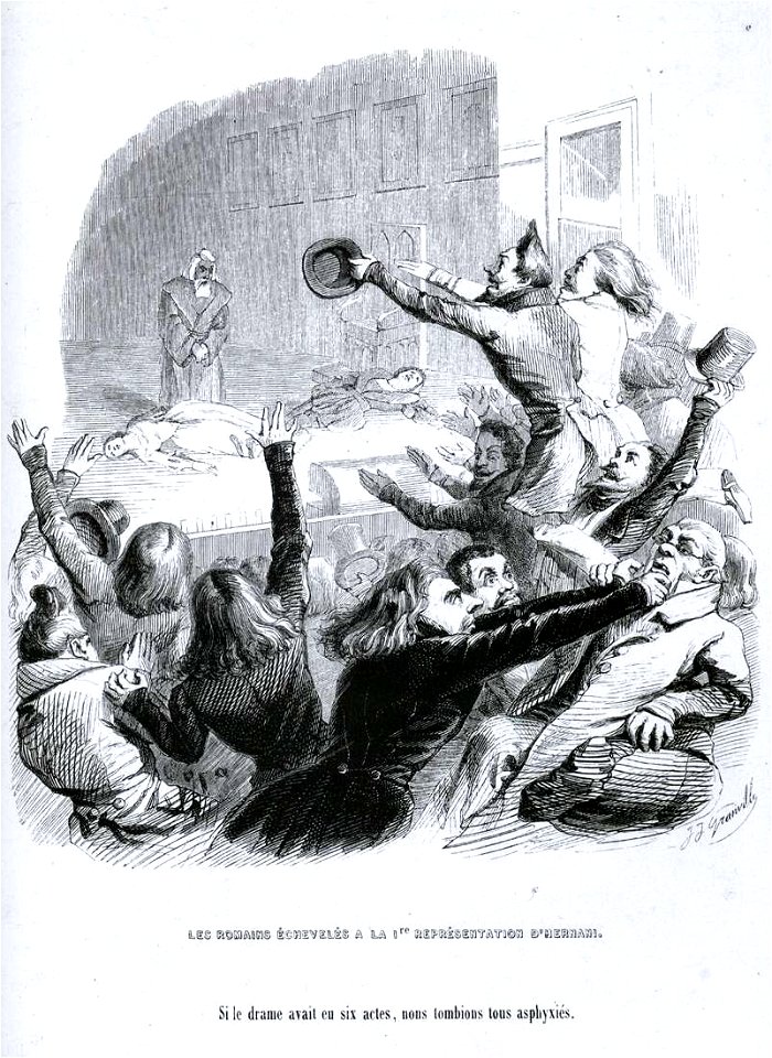Jean-Jacques Grandville - Frenzied Romans at the First Performance of Hernani - WGA10359
