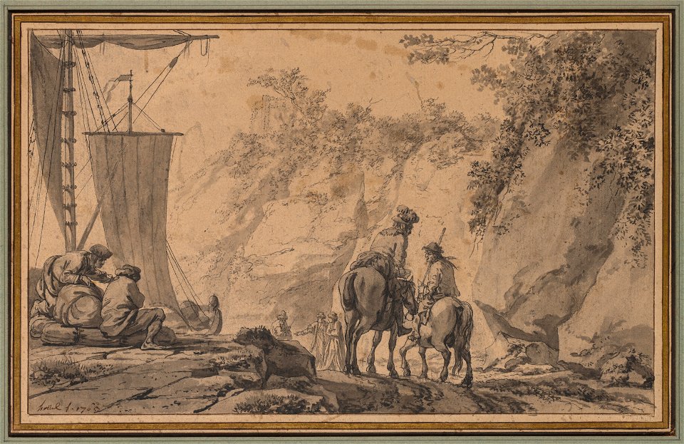 Jean-Pierre-Louis-Laurent Hoüel (French, 1735-1813) - Figures in a Landscape - 2018.49 - Cleveland Museum of Art