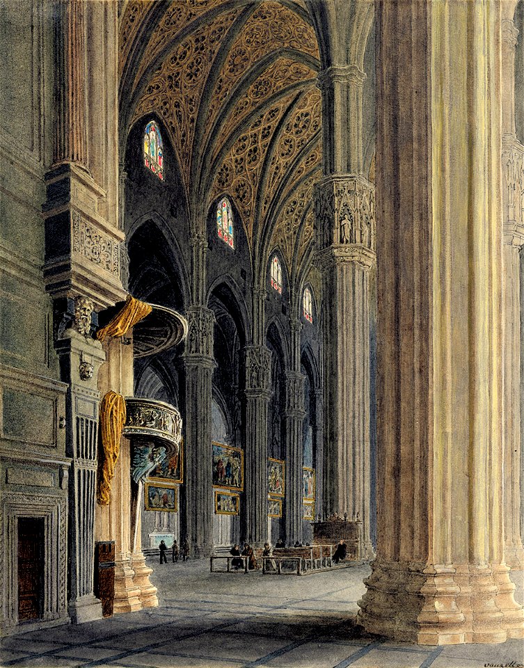 Jean-Lubin Vauzelle Blick in das Kirchenschiff des Mailänder Doms