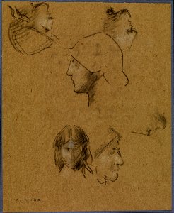 Jean-Jacques Henner - Studies of Six Heads - Walters 372805