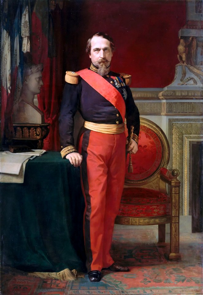 Jean-Hippolyte Flandrin - Portrait of Napoleon III, wearing the uniform of Brigadier General in his Grand Cabinet at the Tuileries