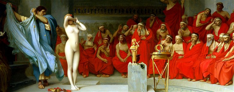 Jean-Léon Gérôme, Phryne revealed before the Areopagus (1861) - 01 (cropped). Free illustration for personal and commercial use.