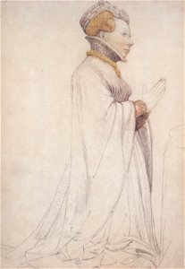 Jeanne de Boulogne, Duchess of Berry, drawing of sculpture, Hans Holbein the Younger
