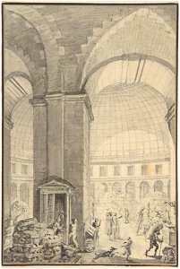 Jean-Démosthène Dugourc, Interior of Halle aux Blés, Paris