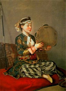 Jean-Étienne Liotard - Turkish Woman with a Tambourine - WGA13067