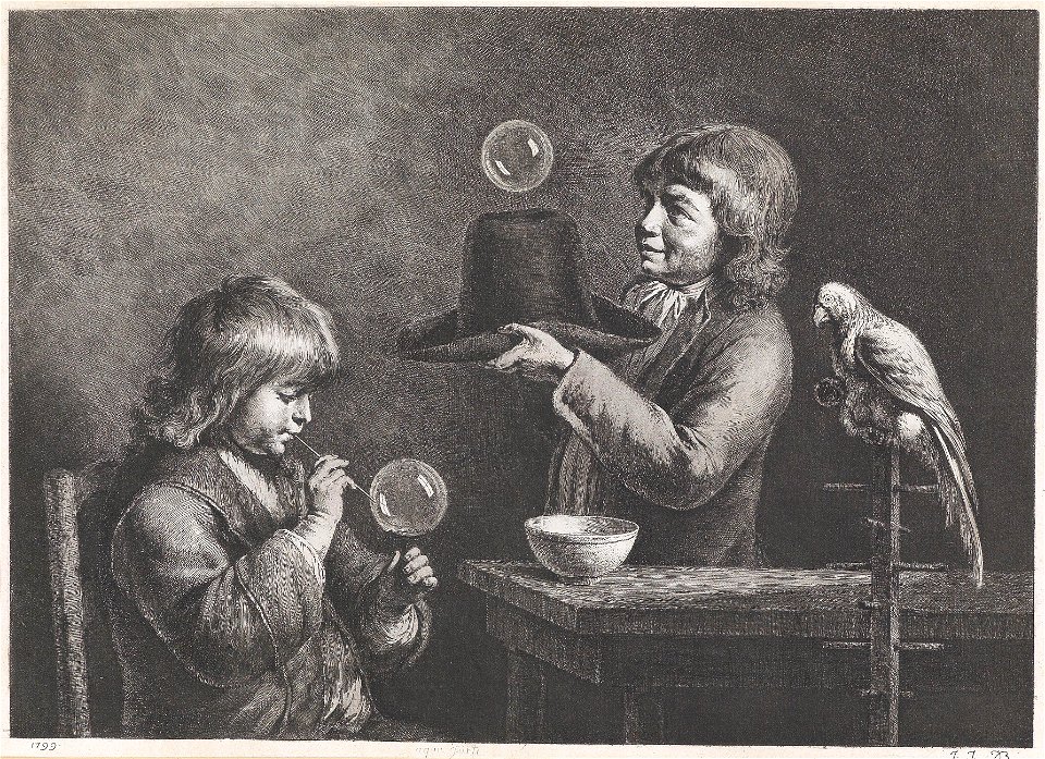 Jean-Jacques de Boissieu Zwei spielende Knaben und ein Papagei 1799