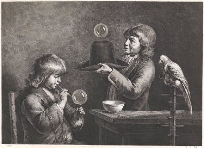 Jean-Jacques de Boissieu Zwei spielende Knaben und ein Papagei 1799