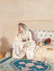 Jean-Étienne Liotard - Portret van Marie Fargues, echtgenote van de kunstenaar, in Turks kostuum