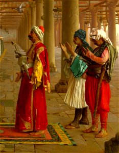 Jean-Léon Gérôme – Public Prayer in a Mosque, detail. Free illustration for personal and commercial use.