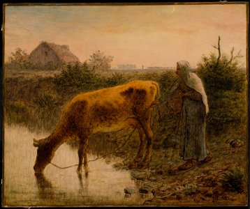 Jean-François Millet - Peasant Watering Her Cow - 17.1509 - Museum of Fine Arts. Free illustration for personal and commercial use.