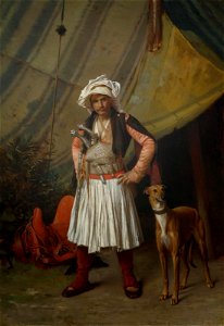 Jean-Léon Gérôme – An Albanian with his Dog (Arnaoute et son chien), 1865. Free illustration for personal and commercial use.