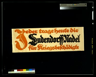 Jeder trage heute die Ludendorff-Nadel für Kriegsbeschädigte LCCN2004665820