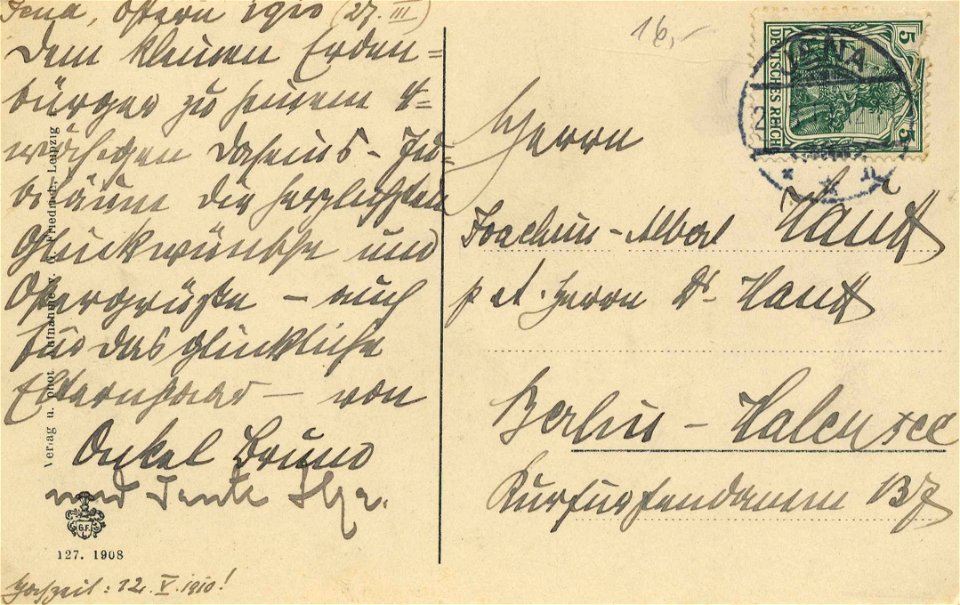 Jena, Thüringen - Marktplatz (back) (Zeno Ansichtskarten)