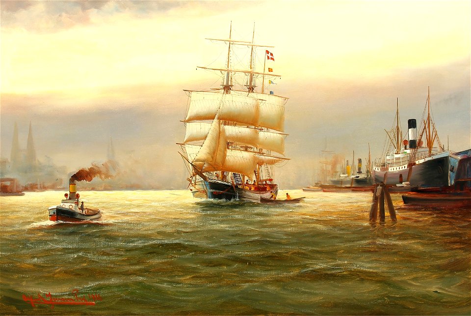 Alfred Jensen - Hamburger Hafenszene (1916)