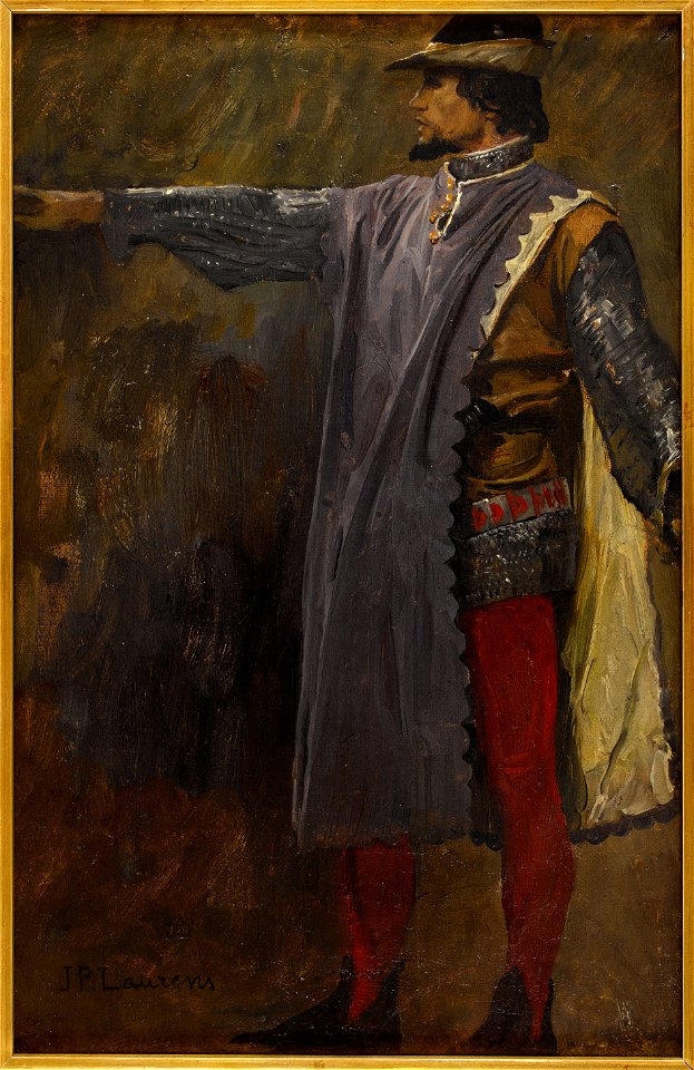 Jean-Paul Laurens - Esquisse de détail pour l'Hôtel de Ville de Paris , Etienne Marcel protège le Dauphin - PDUT1496 - Musée des Beaux-Arts de la ville de Paris