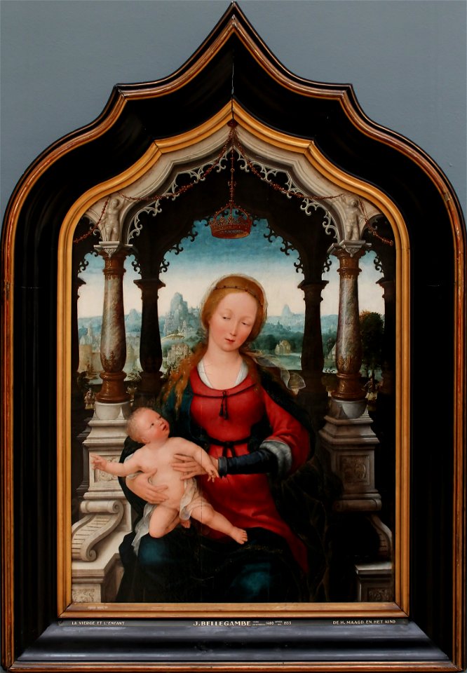Jehan Bellegambe - Panneau central d'un triptyque - la vierge à l'enfant
