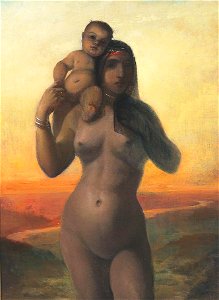 Elisabeth Jerichau Baumann - Ung nøgen egypterinde og barn - 1879