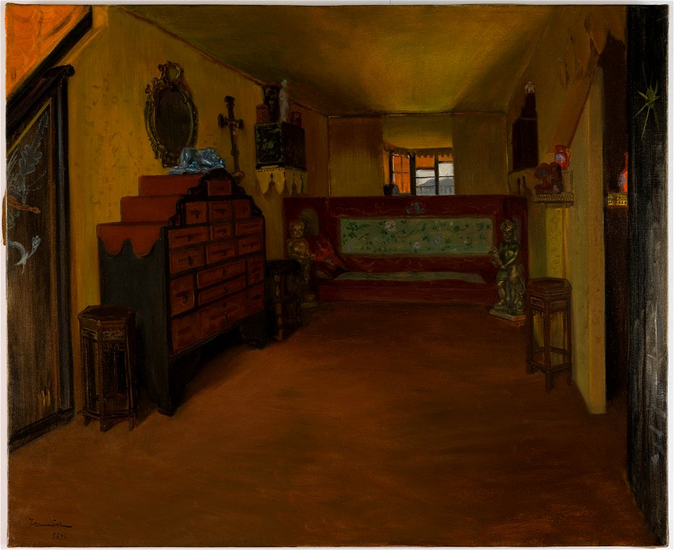 Jeanniot, Pierre Georges - La chambre à coucher de Victor Hugo à Hauteville House - 208 - Maison de Victor Hugo