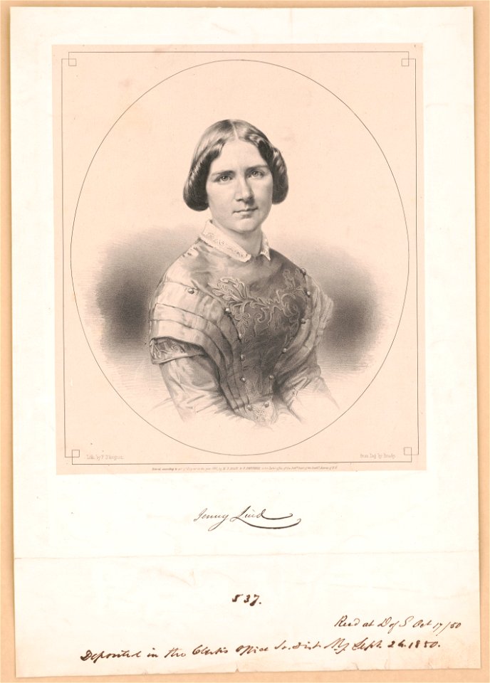 Jenny Lind - lith. by F. D'Avignon ; from dag. by Brady. LCCN2003664989