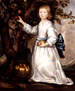 Jerome Hesketh (active 1647-1666) (probably) - Alice Strickland (1648–1680), as a Child, Picking Apples, Aged 3 - 998411 - National Trust